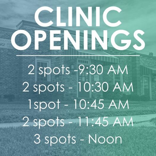 For the first time in a LONG time, we have some open spots to fill THIS FRIDAY (1/26) for clinic! The spots and times are as follows:...